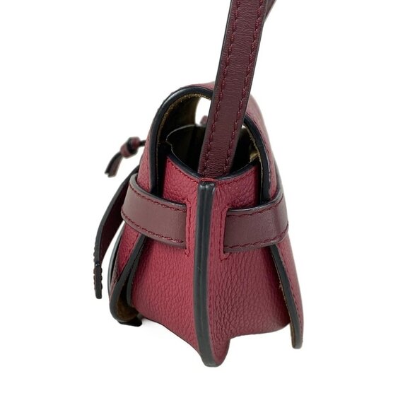 LOEWE Mini Gate Bag - Raspberry Wine Soft Grain Calfskin Shoulder Bag - Picture 4 of 15
